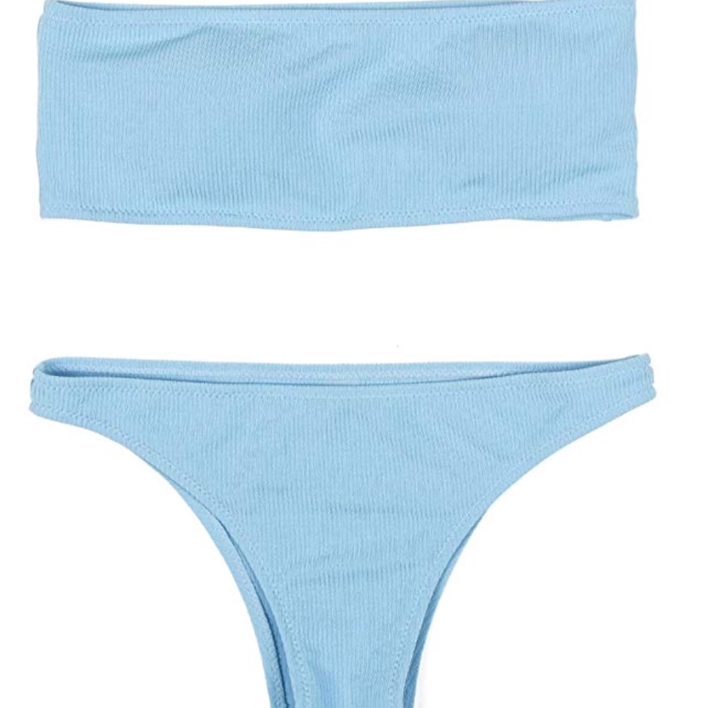 Never worn strapless blue bikini